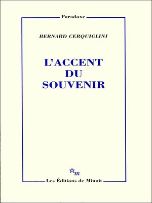 cover image of L'Accent du souvenir